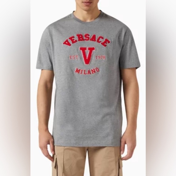 Versace Embroidered Varsity T-shirt - Picture 1 of 8
